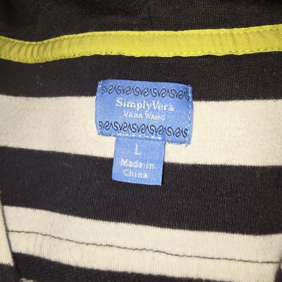 SimplyVera Vera Wang 3/4 Sleeves Women Pullover Hoodie Striped Size Large - Picture 4 of 9